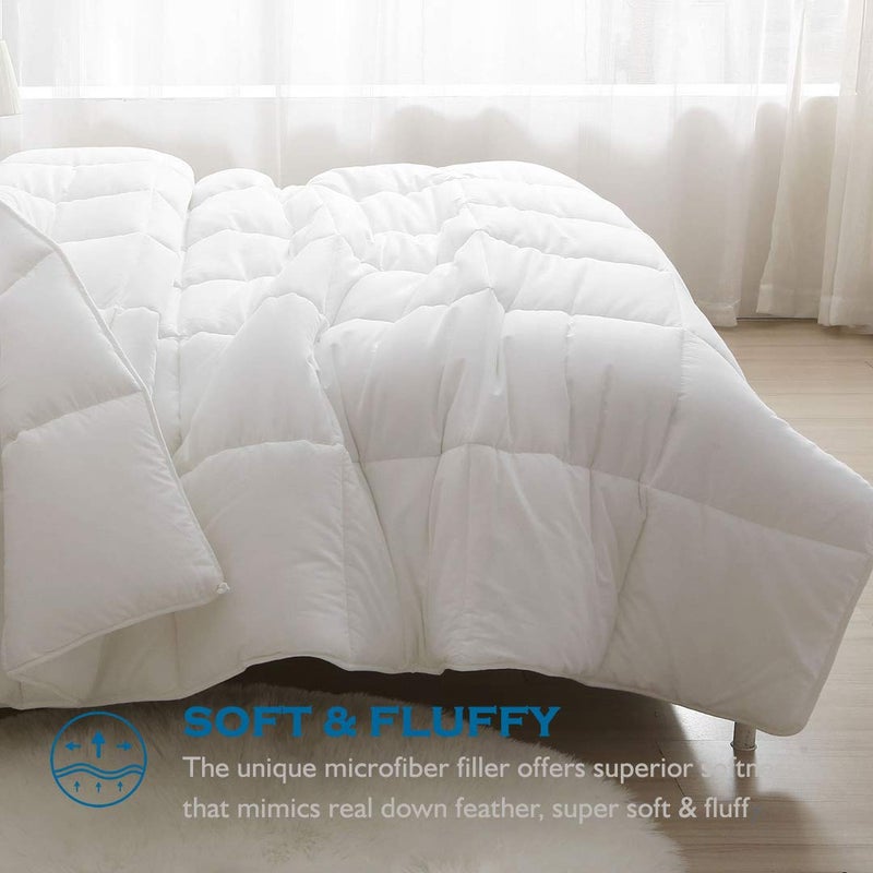 Dafinner 100% Cotton Cover Comforter Twin Size, Ultra-Soft Down Alternative Duvet Insert with Lyocell & Climaloftâ„¢ Blend Fill, Breathable Microfiber Comforter for All-Season (68x90â€, White) - Image 5